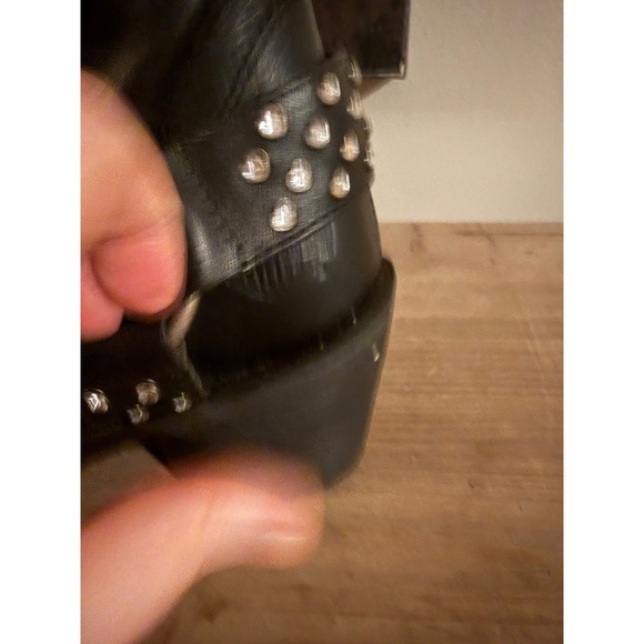 Harley-Davidson Womens Black Leather Rhinestone Studded Harness Boots Size 6 - Picture 2 of 9
